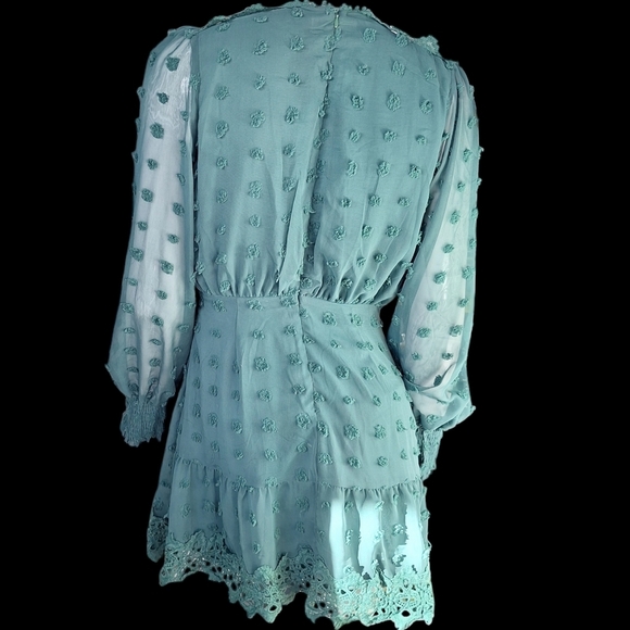 Lulus Lust or Love Emerald Green Embroidered Lace Long Sleeve Dress Small - Picture 3 of 16